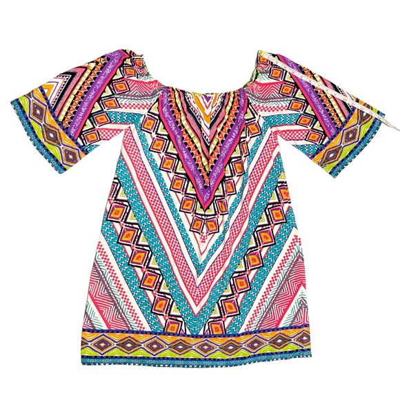 Flying Tomato Boho Blouse Women’s Size Medium Multicolor Geometric Tunic Top - Picture 5 of 10
